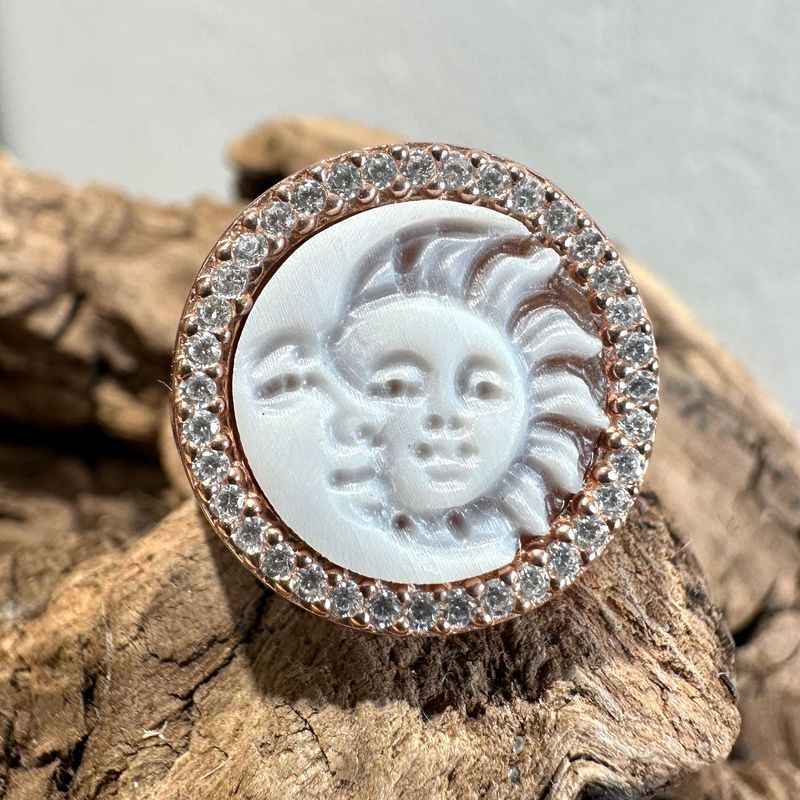 Anello in argento rosa con cammeo sole luna -Eliana Scognamiglio