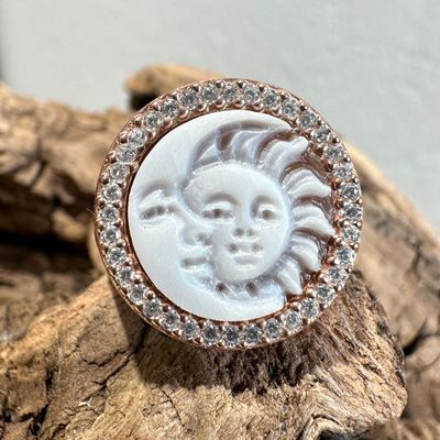 Anello in argento rosa con cammeo sole luna -Eliana Scognamiglio