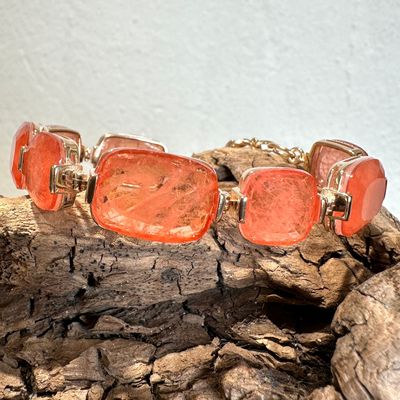 Bracciale quarzi arancioni su argento rosa-Lucos Preziosi