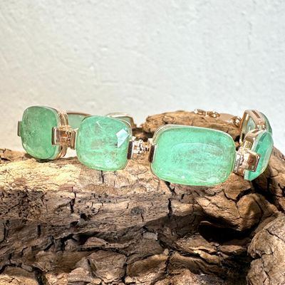 Bracciale quarzi verdi su argento rosa-Lucos Preziosi Bracciale quarzi verdi su argento rosa-Lucos Preziosi