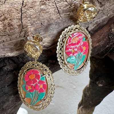 Orecchini cammeo smaltato su argento dorato-Eliana Scognamiglio Orecchini cammeo smaltato su argento dorato-Eliana Scognamiglio