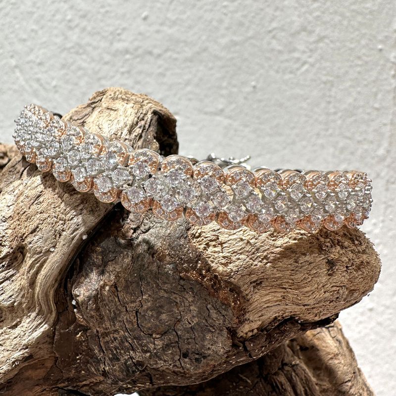 Bracciale in argento bicolor con zirconi-Idandi Bracciale in argento bicolor con zirconi-Idandi