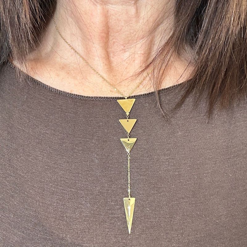 Collana in acciaio dorato con elementi geometrici-Zag Bijoux Collana in acciaio dorato con elementi geometrici-Zag Bijoux