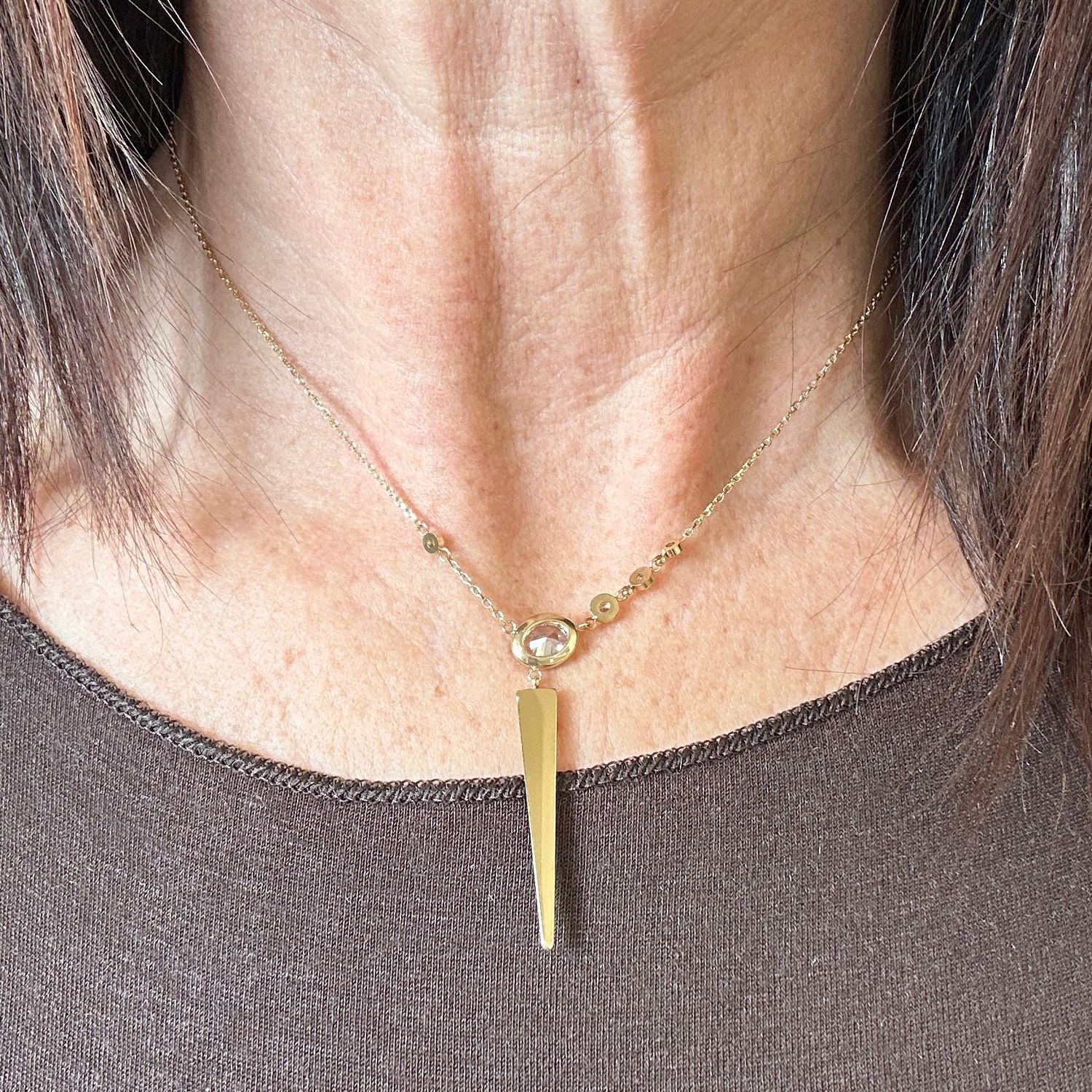 Collana in acciao dorato con zircone-Zag Bijoux Collana in acciao dorato con zircone-Zag Bijoux