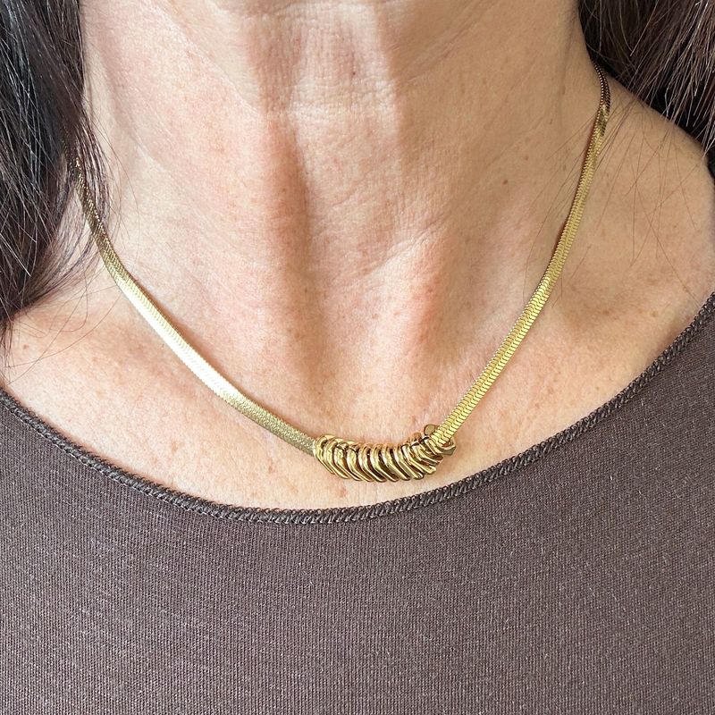 Collana maglia piatta in acciaio dorato-Zag Bijoux Collana maglia piatta in acciaio dorato-Zag Bijoux