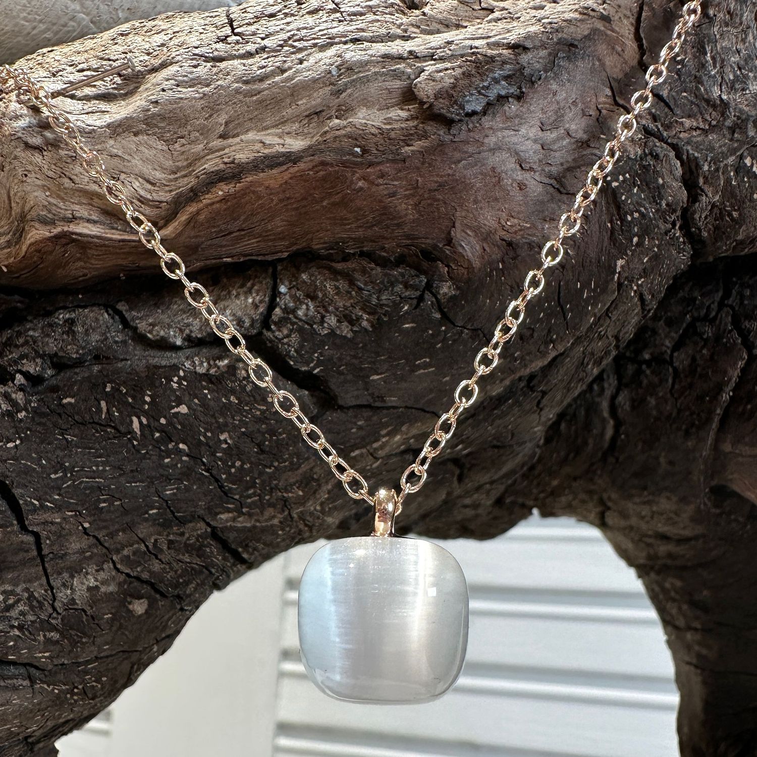 Collana in argento rosa con quarzo idrotermale tinta crystal-Lucos Preziosi