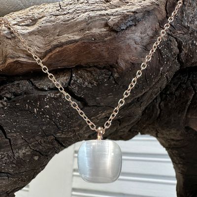 Collana in argento rosa con quarzo idrotermale tinta crystal-Lucos Preziosi