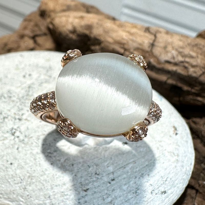 Anello in argento rosa con quarzo idrotermale crystal e zirconi-Lucos Preziosi Anello in argento rosa con quarzo idrotermale crystal e zirconi-Lucos Preziosi