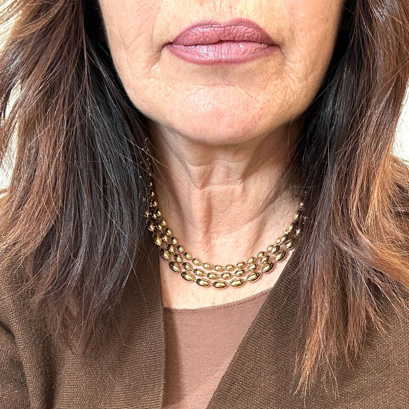 Collana tre fili in acciaio placcato-Zag Bijoux