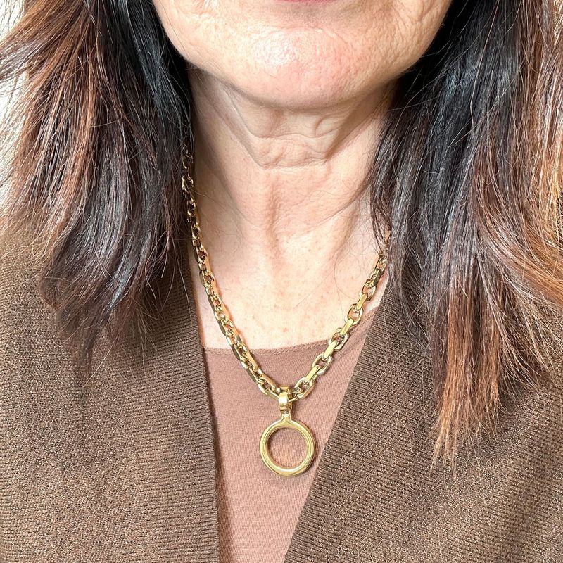 Collana catena in acciaio dorato con ciondolo estraibile-Zag Bijoux