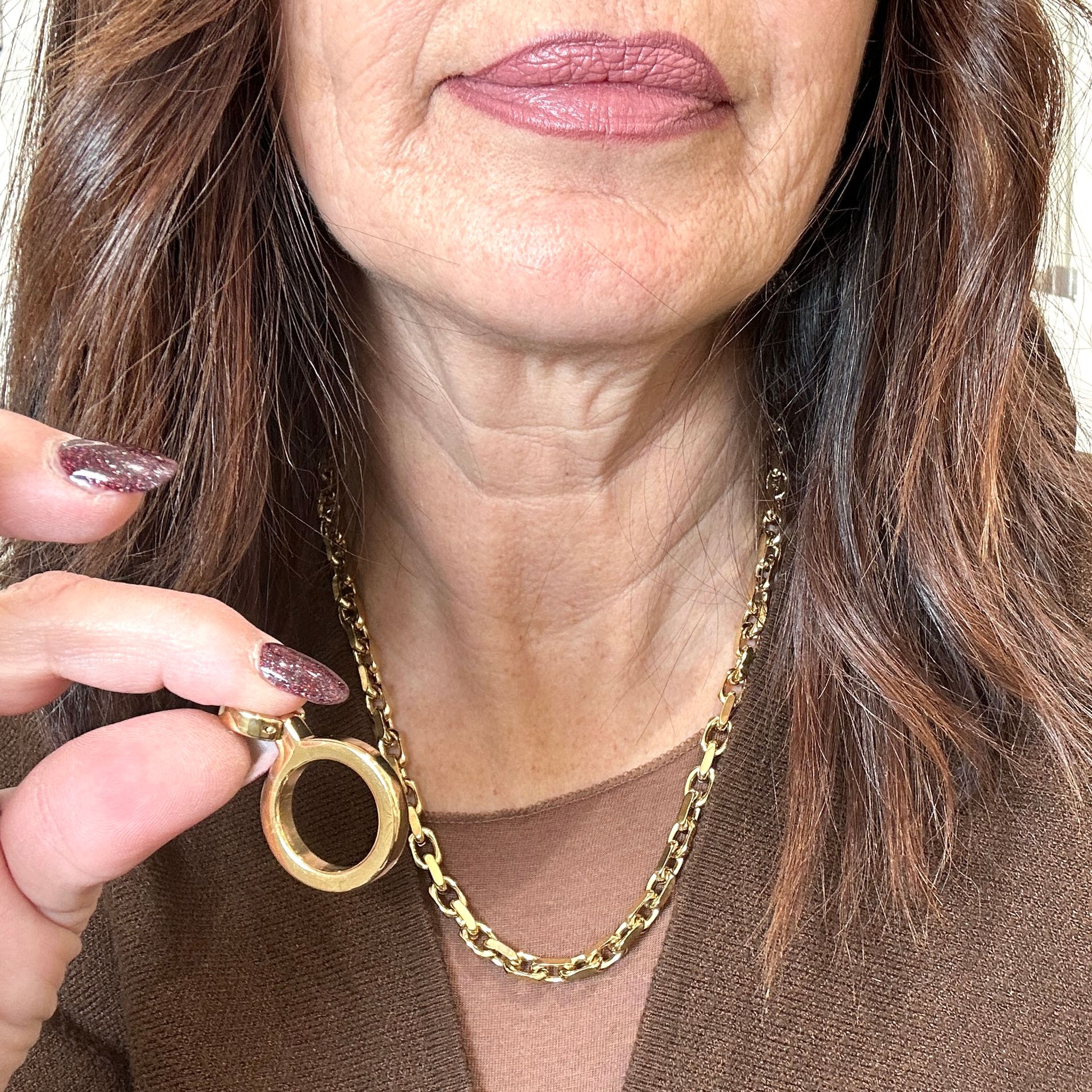 Collana catena in acciaio dorato con ciondolo estraibile-Zag Bijoux