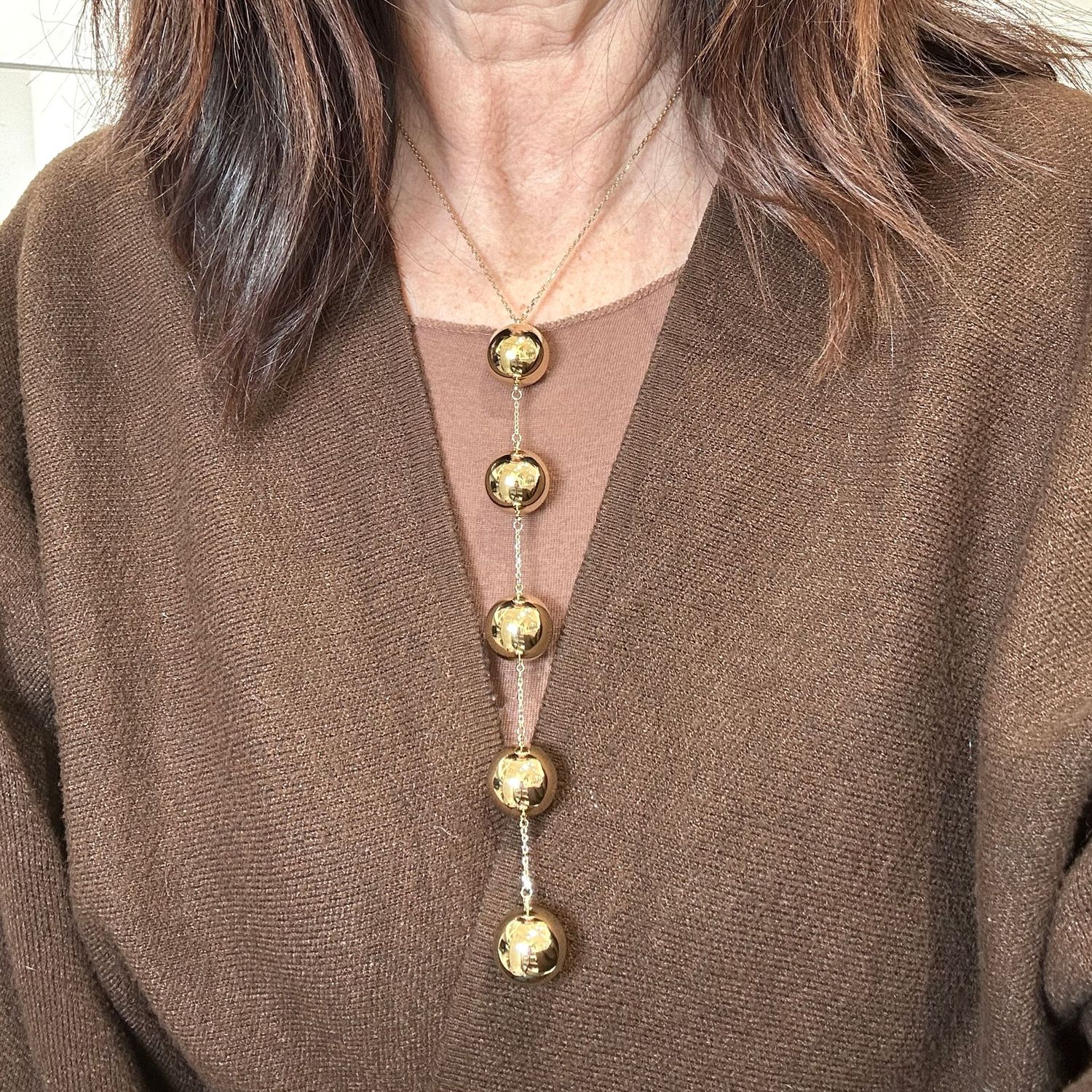 Collana boule in acciaio dorato-Zag Bijoux