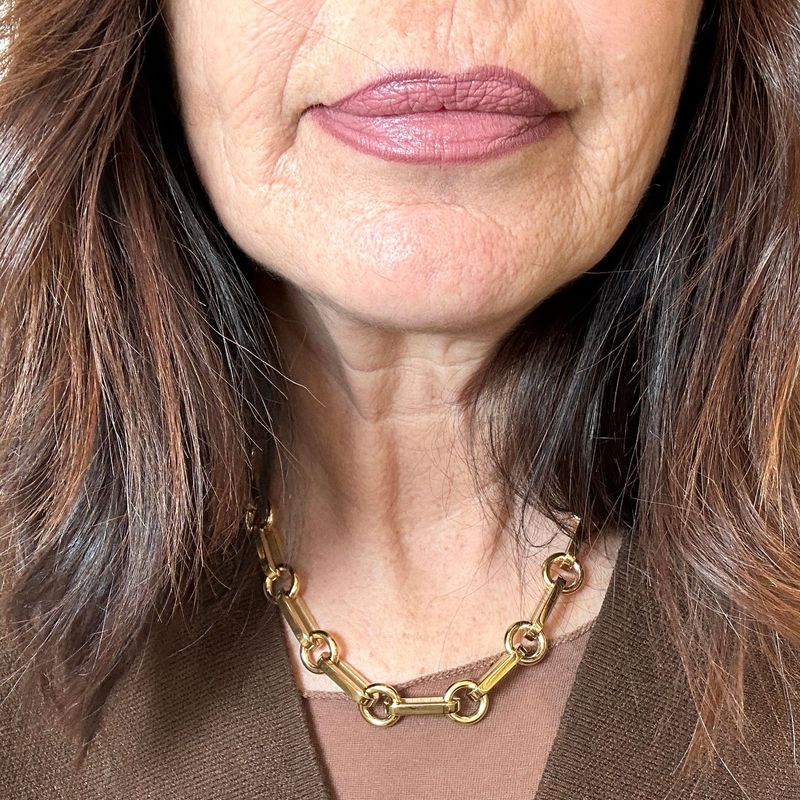 Collana catena in acciaio dorato-Zag Bijoux