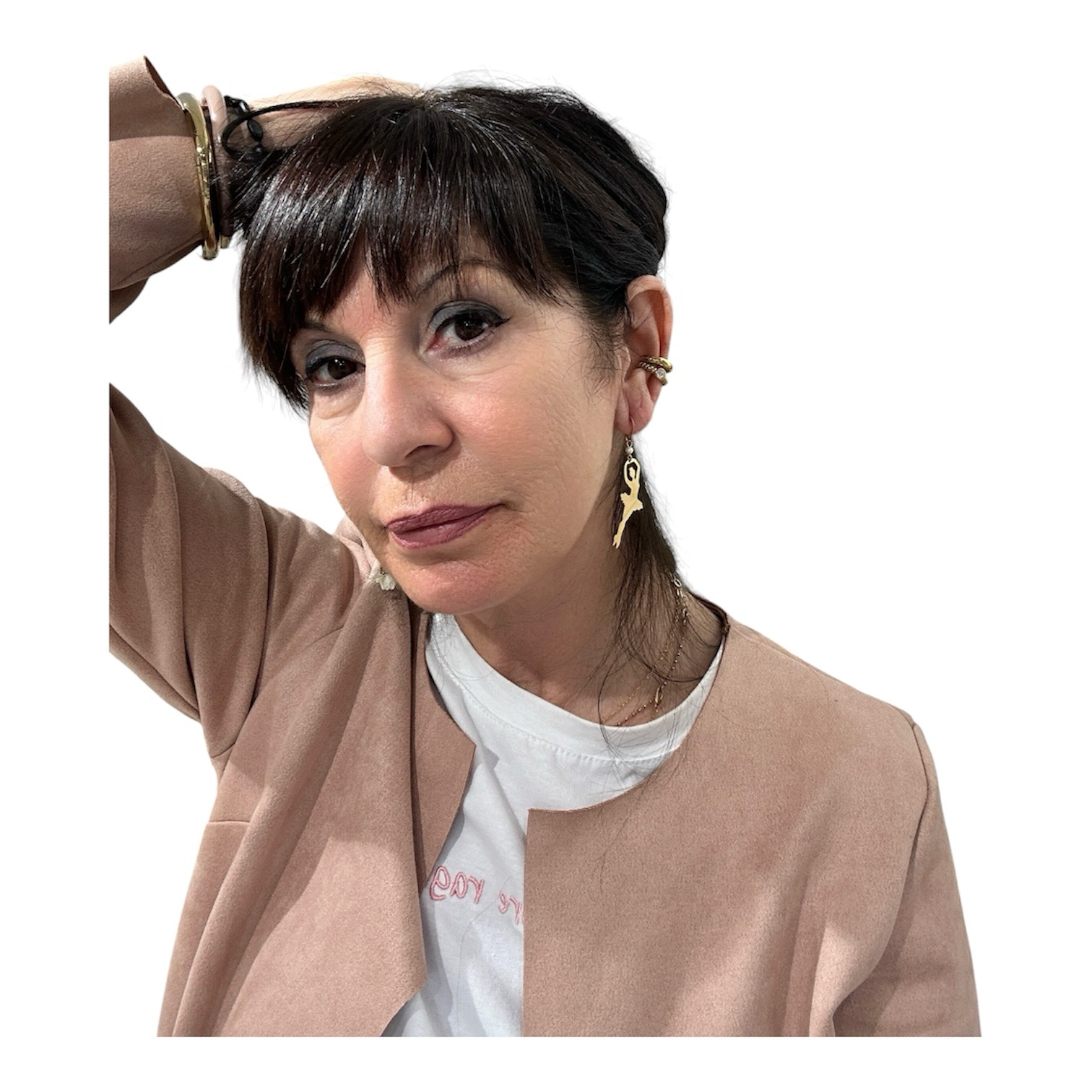 Orecchini in ottone con ballerina e perla-Barbara Burgio