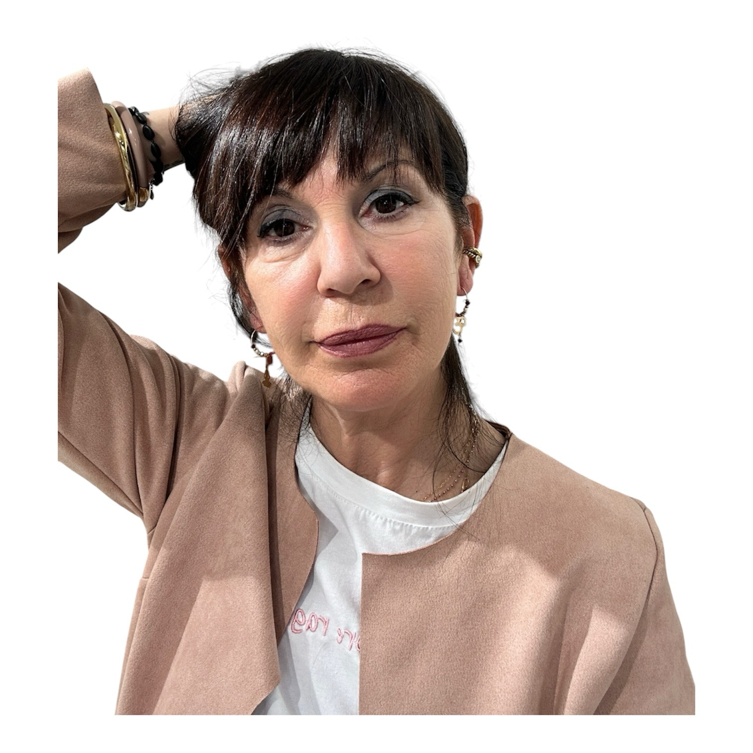 Orecchini cerchietto in ottone con Buddha e pietre-Barbara Burgio