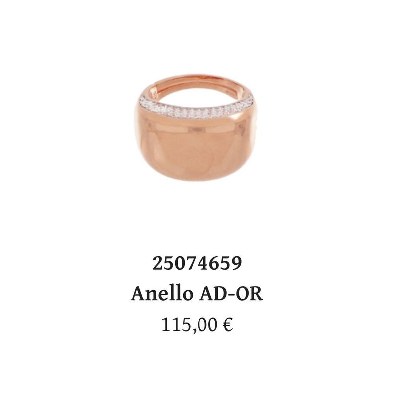 Anello AD-OR in argento rosa e zirconi-Cuori Milano Anello AD-OR in argento rosa e zirconi-Cuori Milano