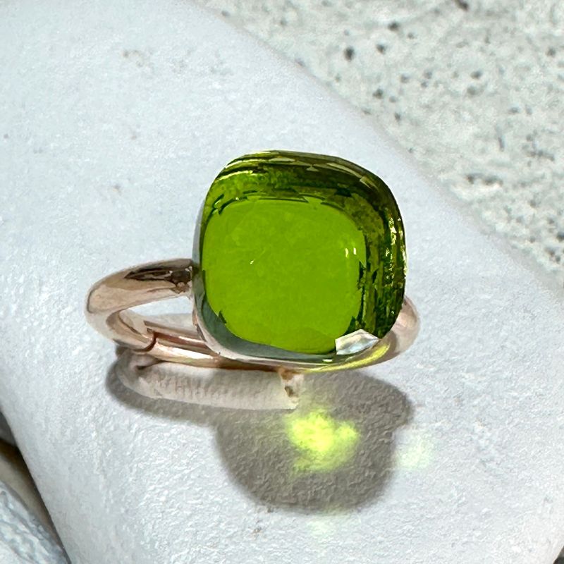 Anello in argento rosa e quarzo idrotermale verde oliva-Lucos Preziosi Anello in argento rosa e quarzo idrotermale verde oliva-Lucos Preziosi
