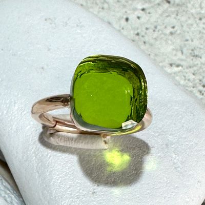 Anello in argento rosa e quarzo idrotermale verde oliva-Lucos Preziosi Anello in argento rosa e quarzo idrotermale verde oliva-Lucos Preziosi