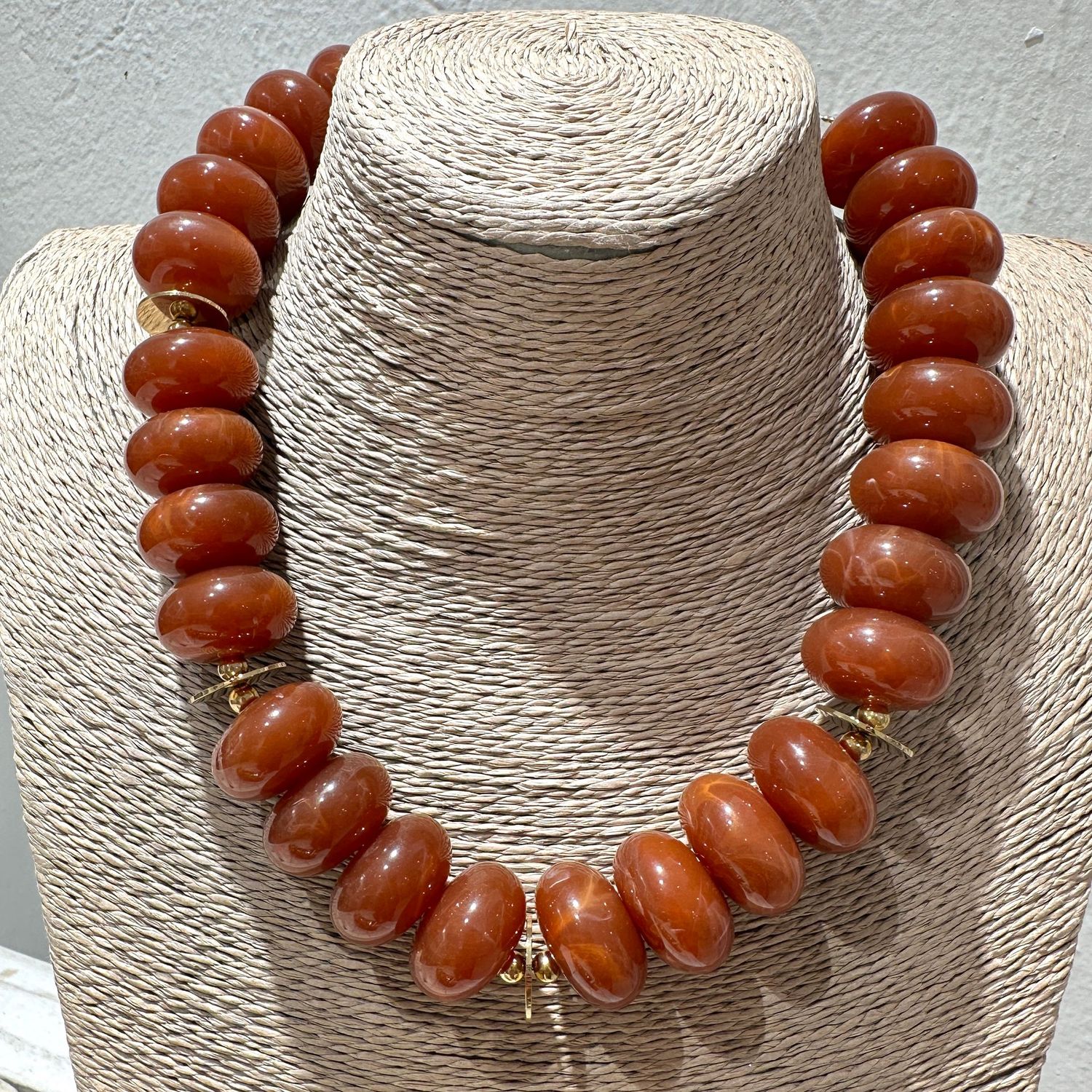Collana in resina tinta terracotta con acciaio placcato-Zag Bijoux