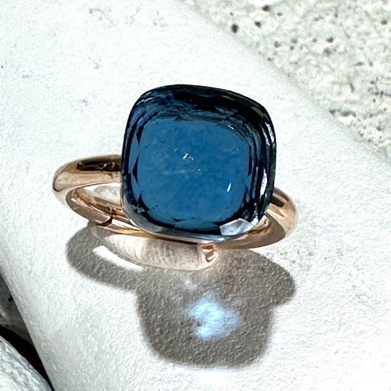 Anello in argento rosa con quarzo idrotermale blu london-Lucos Preziosi Anello in argento rosa con quarzo idrotermale blu london-Lucos Preziosi