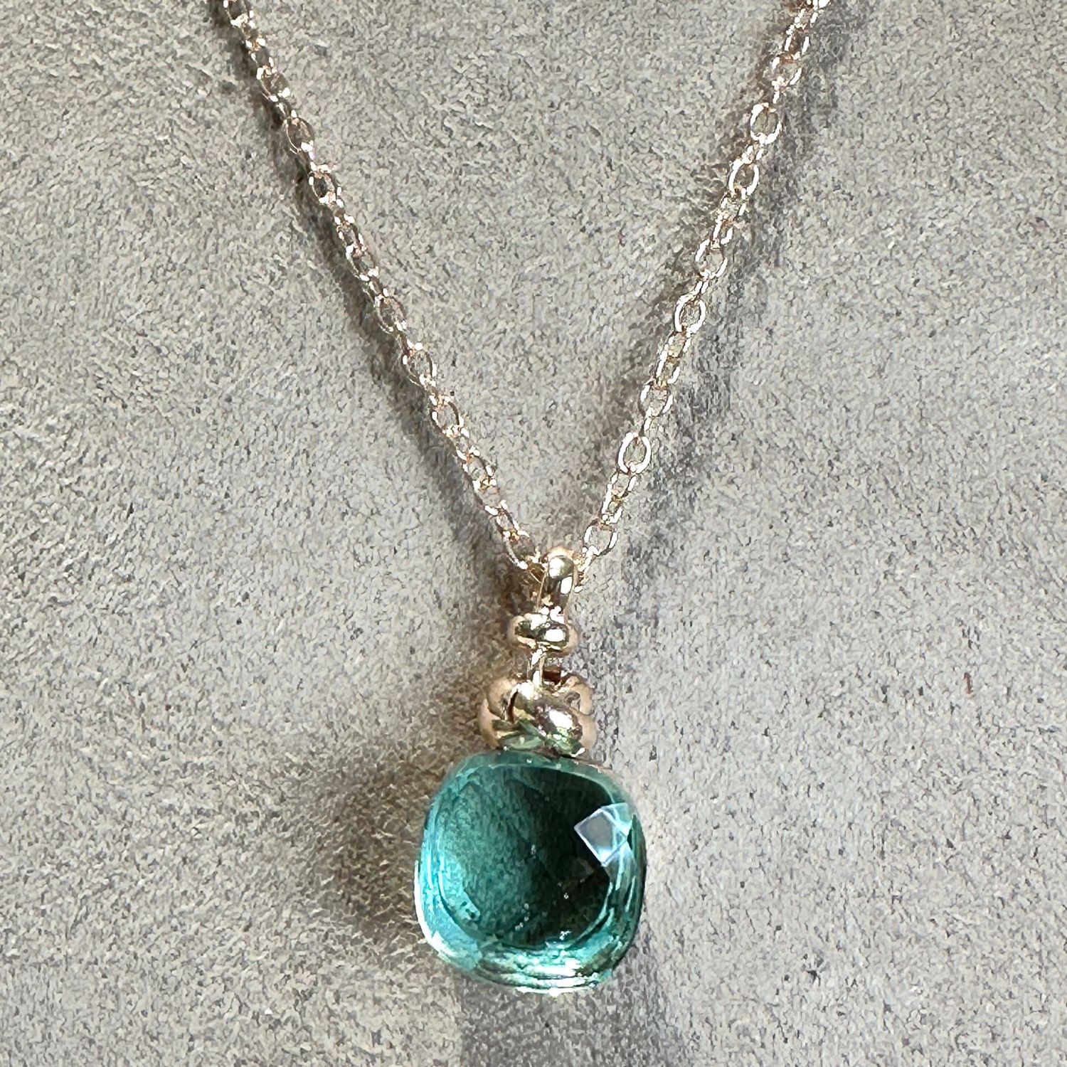 Collana in argento rosa con quarzo idrotermale verde acqua-Lucos Preziosi