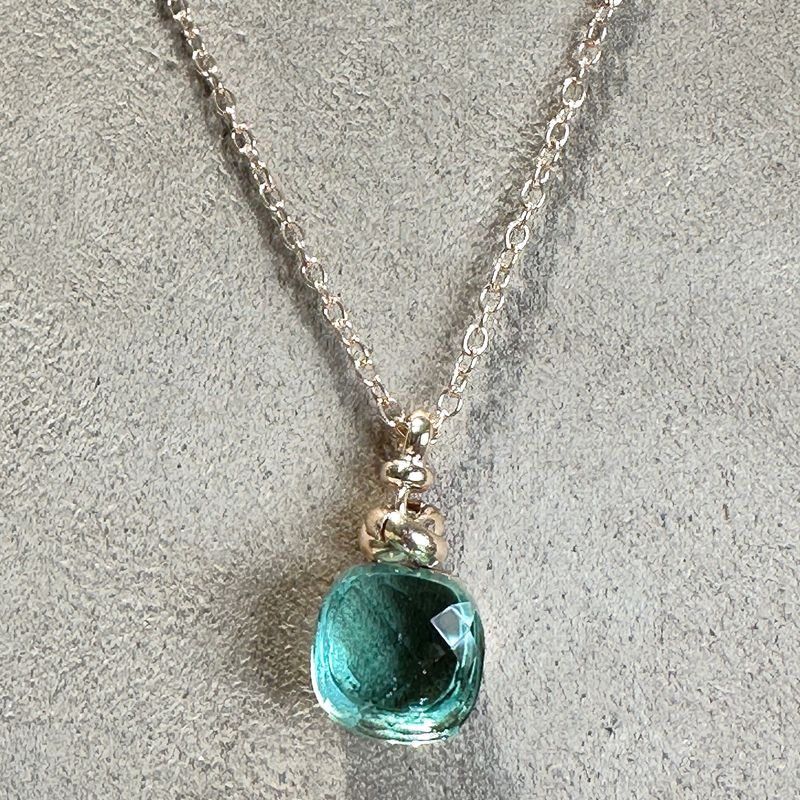 Collana in argento rosa con quarzo idrotermale verde acqua-Lucos Preziosi
