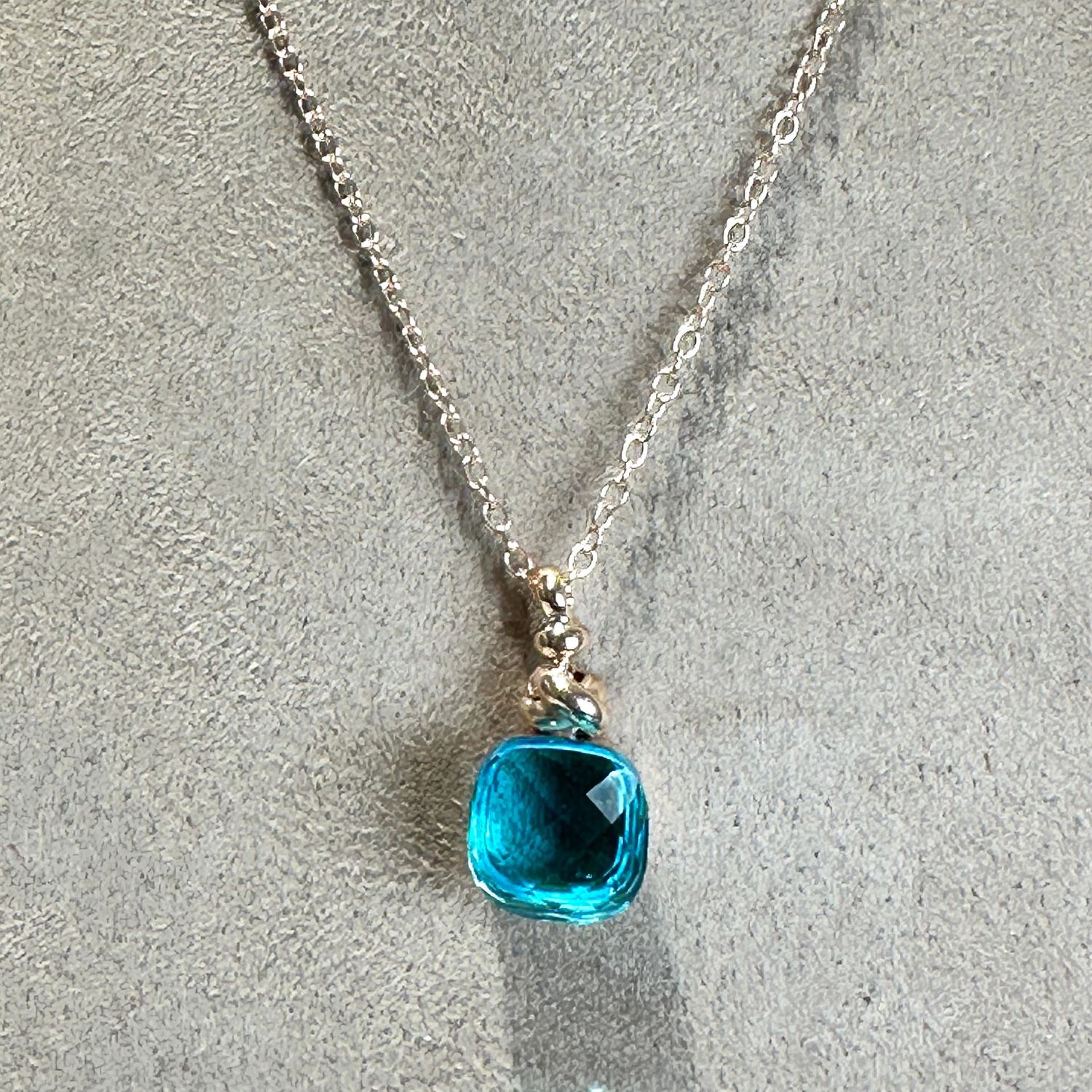 Collana in argento rosa con quarzo idrotermale azzurro-Lucos Preziosi