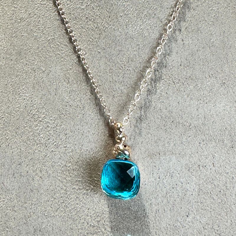 Collana in argento rosa con quarzo idrotermale azzurro-Lucos Preziosi