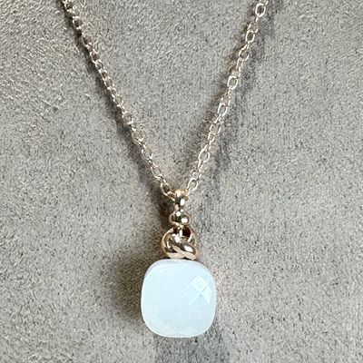 Collana in argento rosa con quarzo idrotermale bianco lattiginoso-Lucos Preziosi