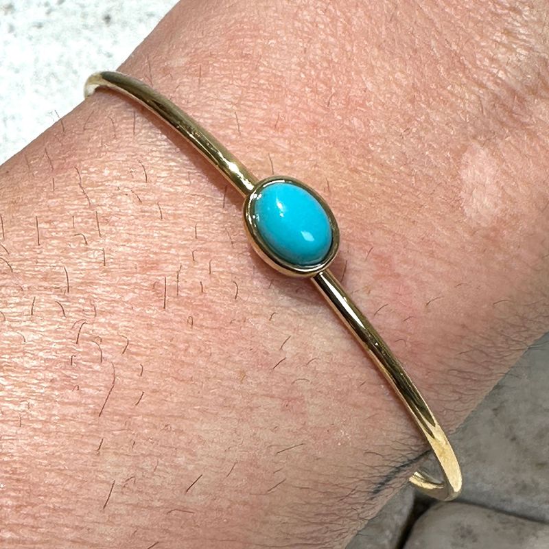 Bracciale rigido in acciaio placcto con turchese-Zag Bijoux