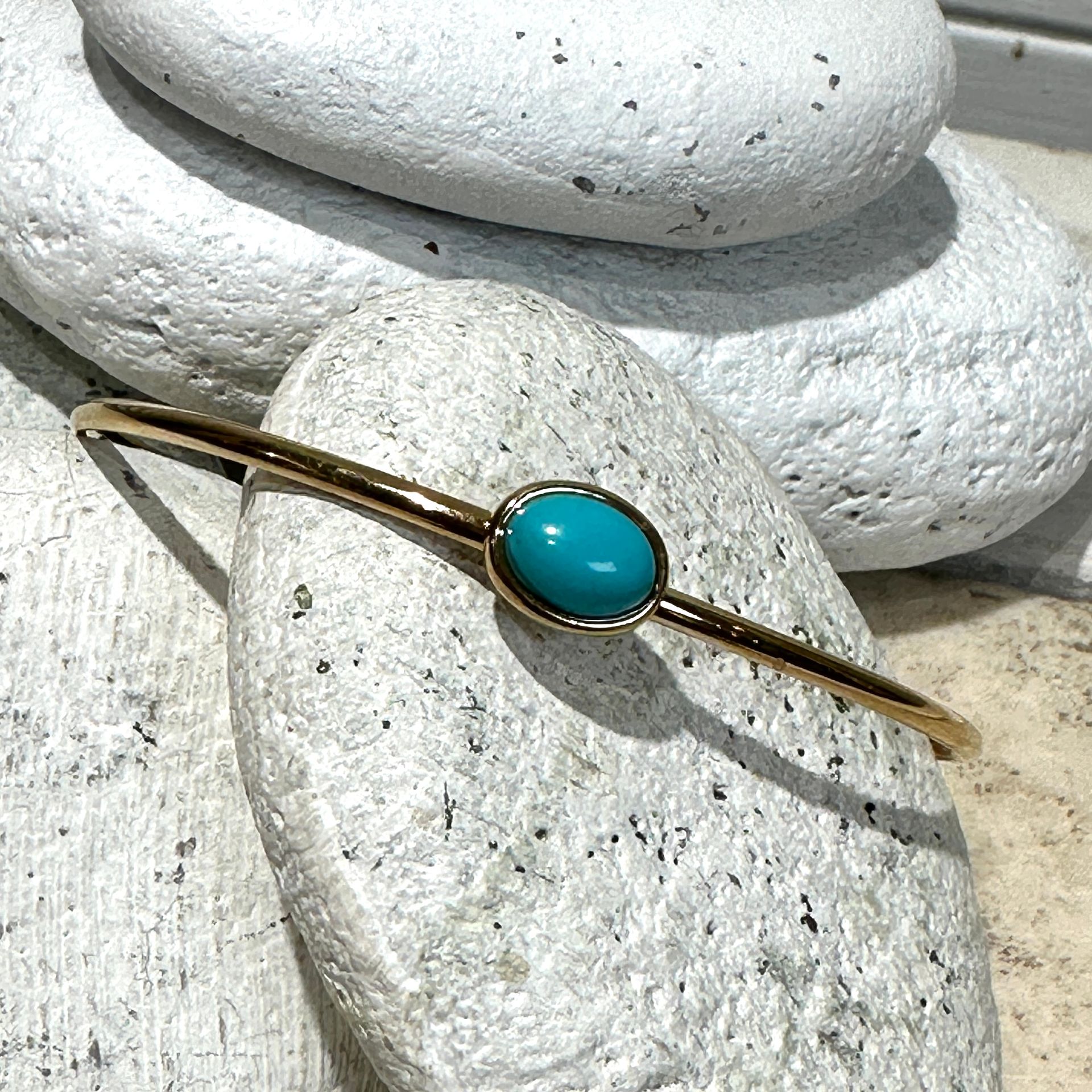 Bracciale rigido in acciaio placcto con turchese-Zag Bijoux