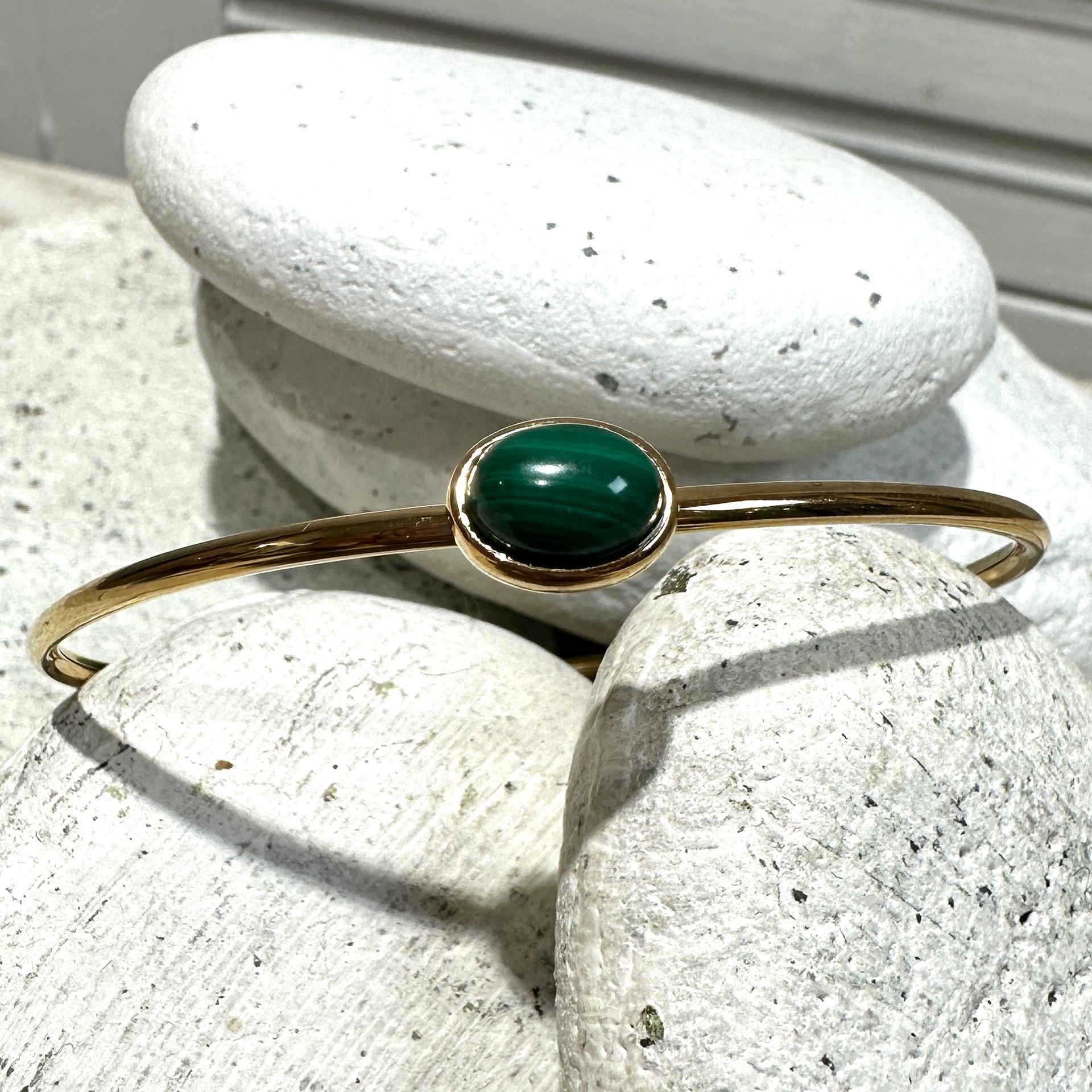 Bracciale in acciaio placcato con malachite-Zag Bijoux