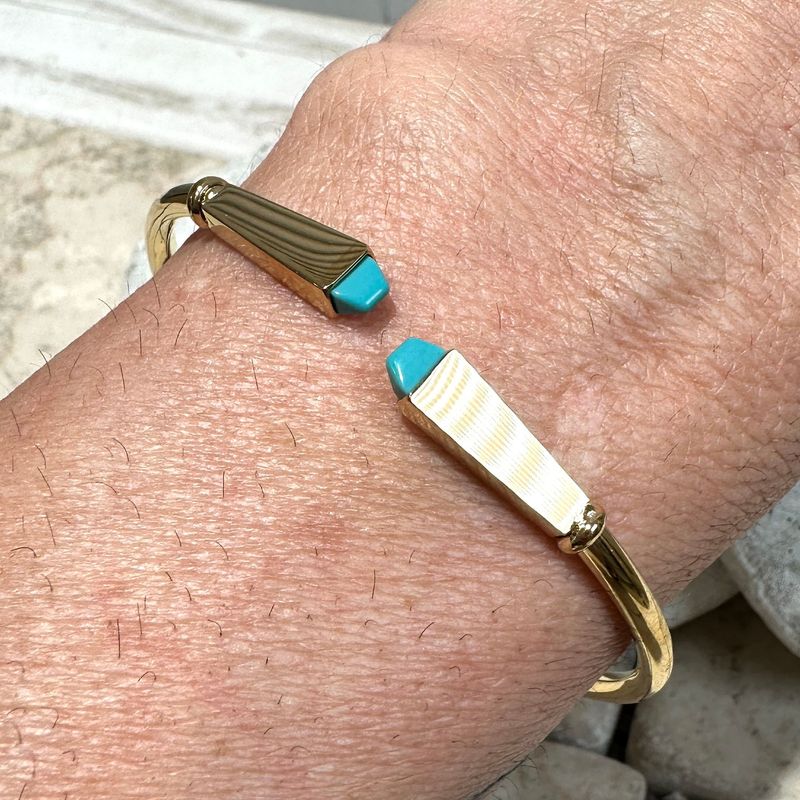 Bracciale rigido in acciaio placcato con turchese-Zag Bijoux