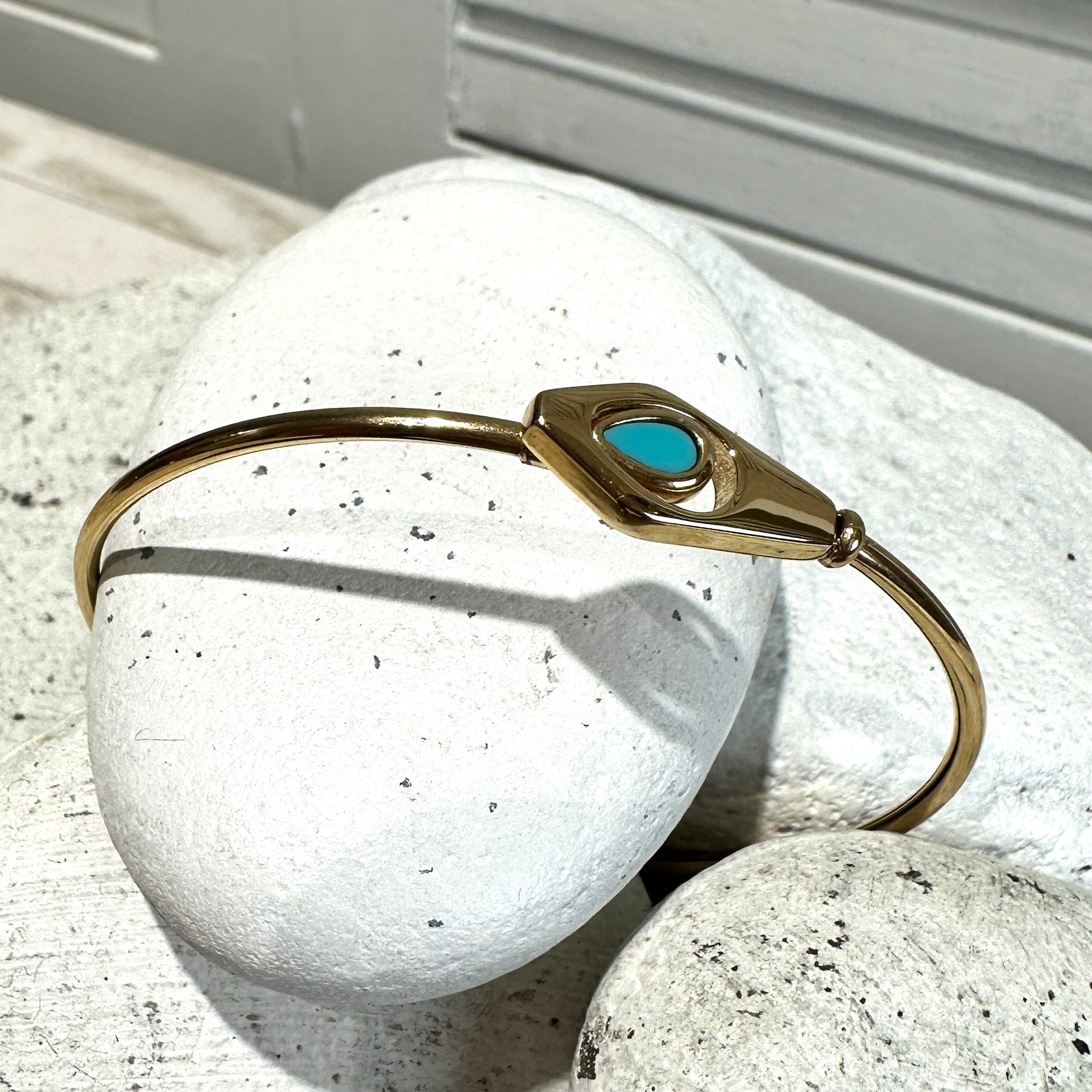 Bracciale rigido in acciaio placcato con turchese-Zag Bijoux