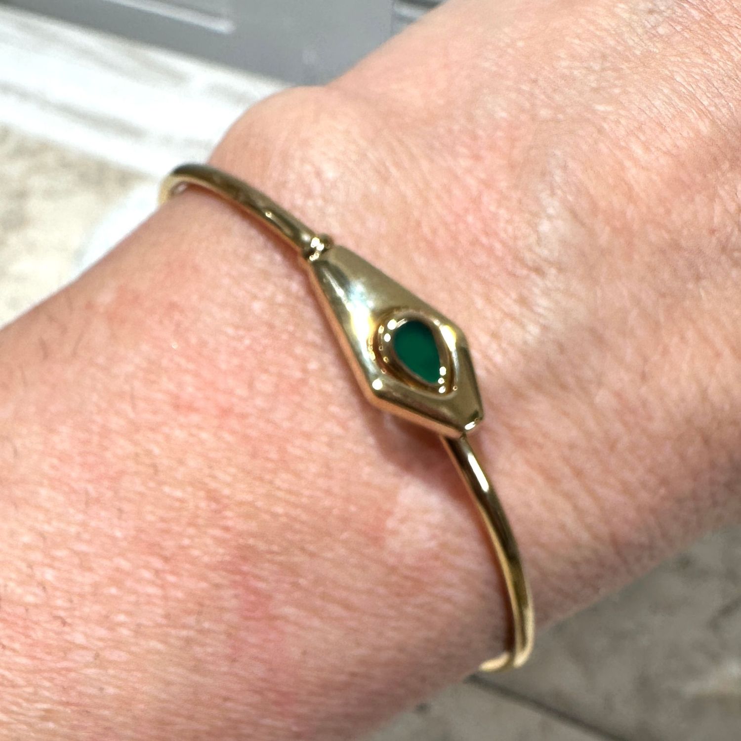 Bracciale rigido in acciaio placcato con malachite-Zag Bijoux