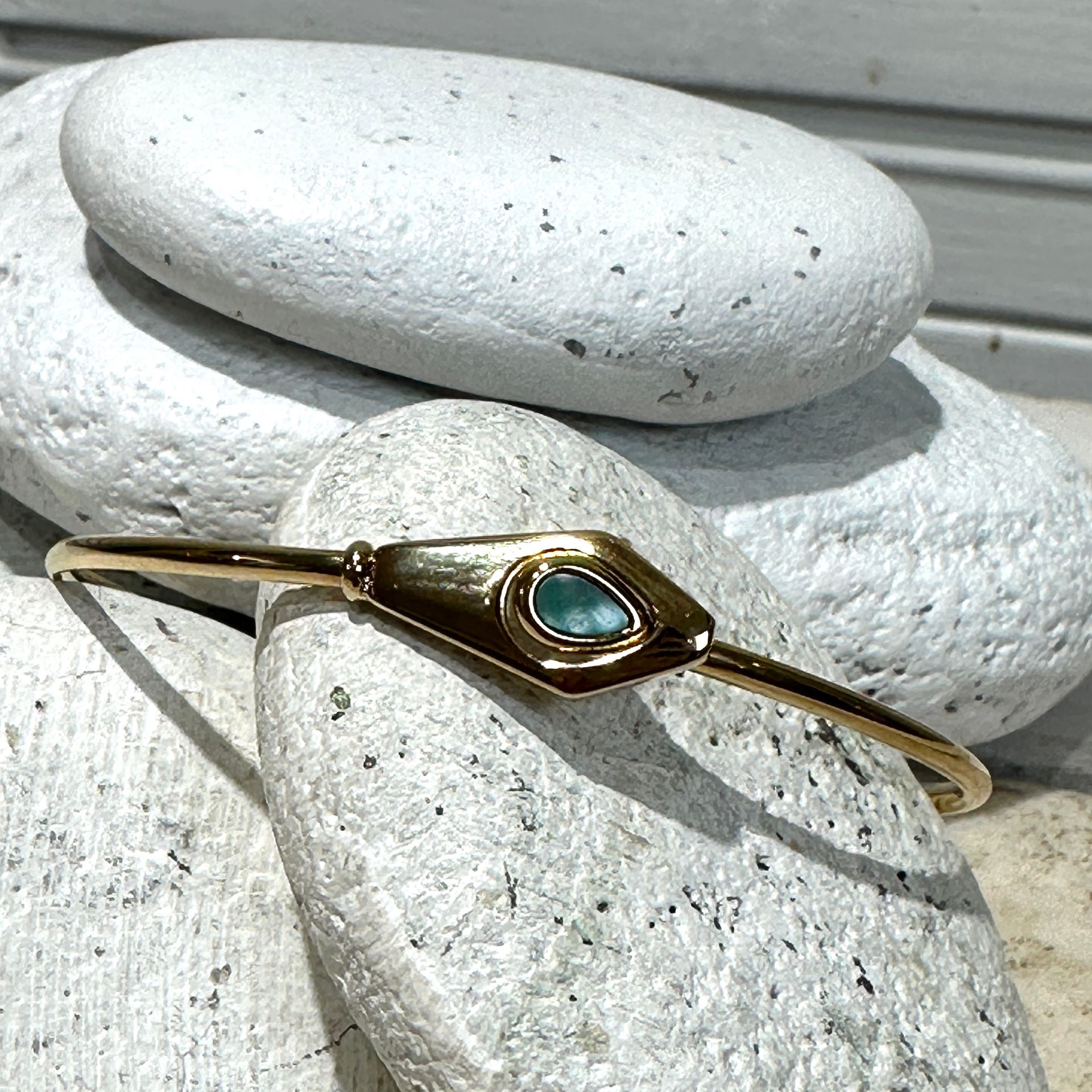 Bracciale rigido in acciaio placcato con malachite-Zag Bijoux