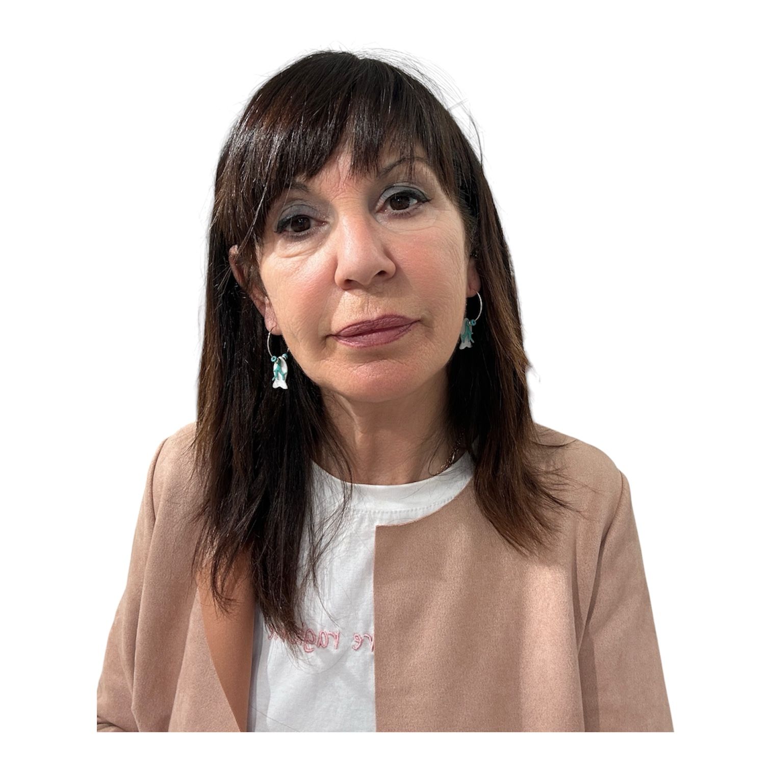 Orecchini in ottone con pesce in madreperla e corallo turchese – 5 cm-Barbara Burgio