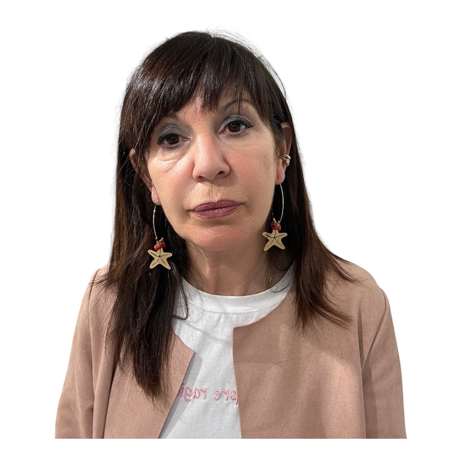 Orecchini in ottone con stella marina in corallo – 9 cm-Barbara Burgio