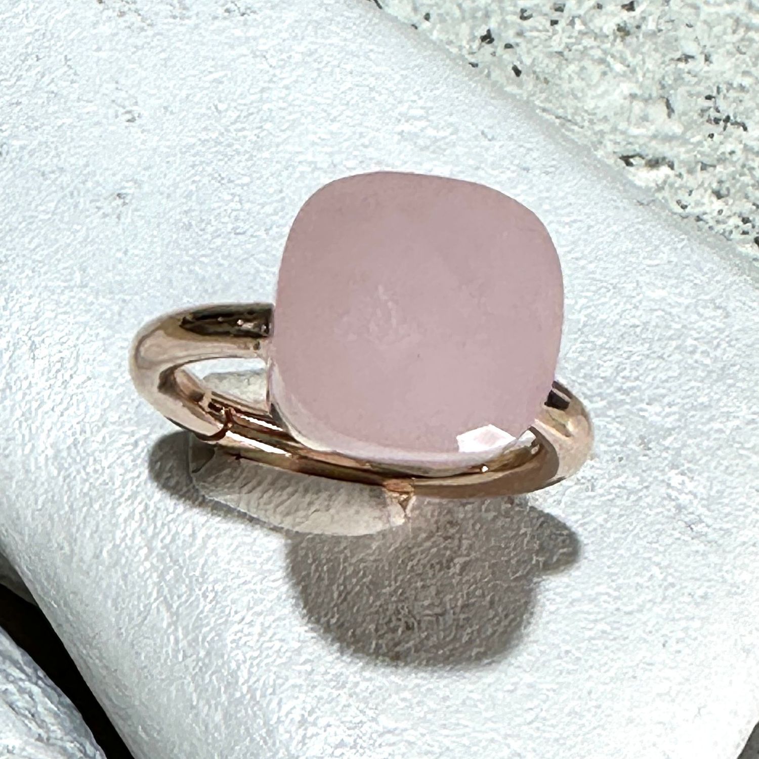 Anello in argento rosa con quarzo idrotermale rosa-Lucos Preziosi