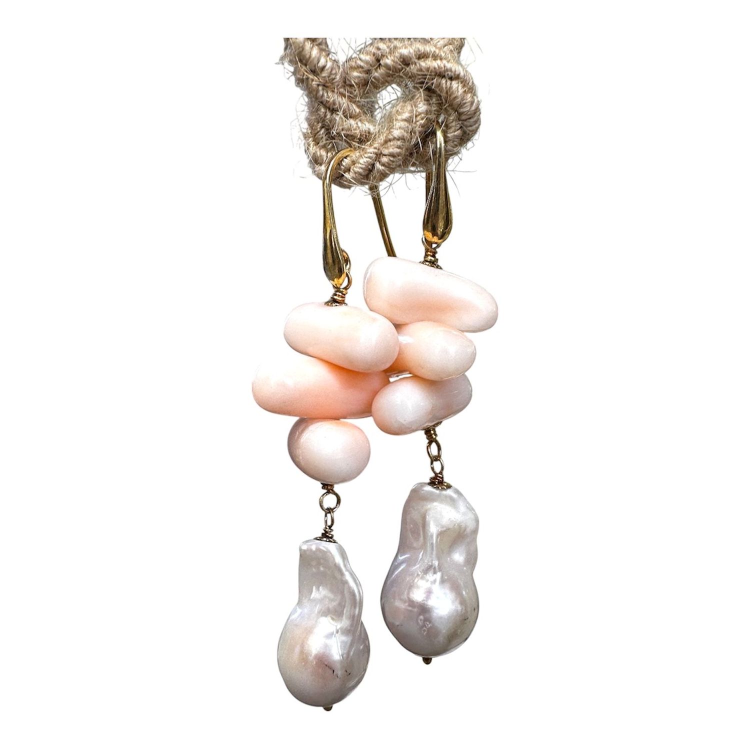 Orecchini in argento placcato con corallo rosa e perla barocca-Carola Orecchini in argento placcato con corallo rosa e perla barocca-Carola