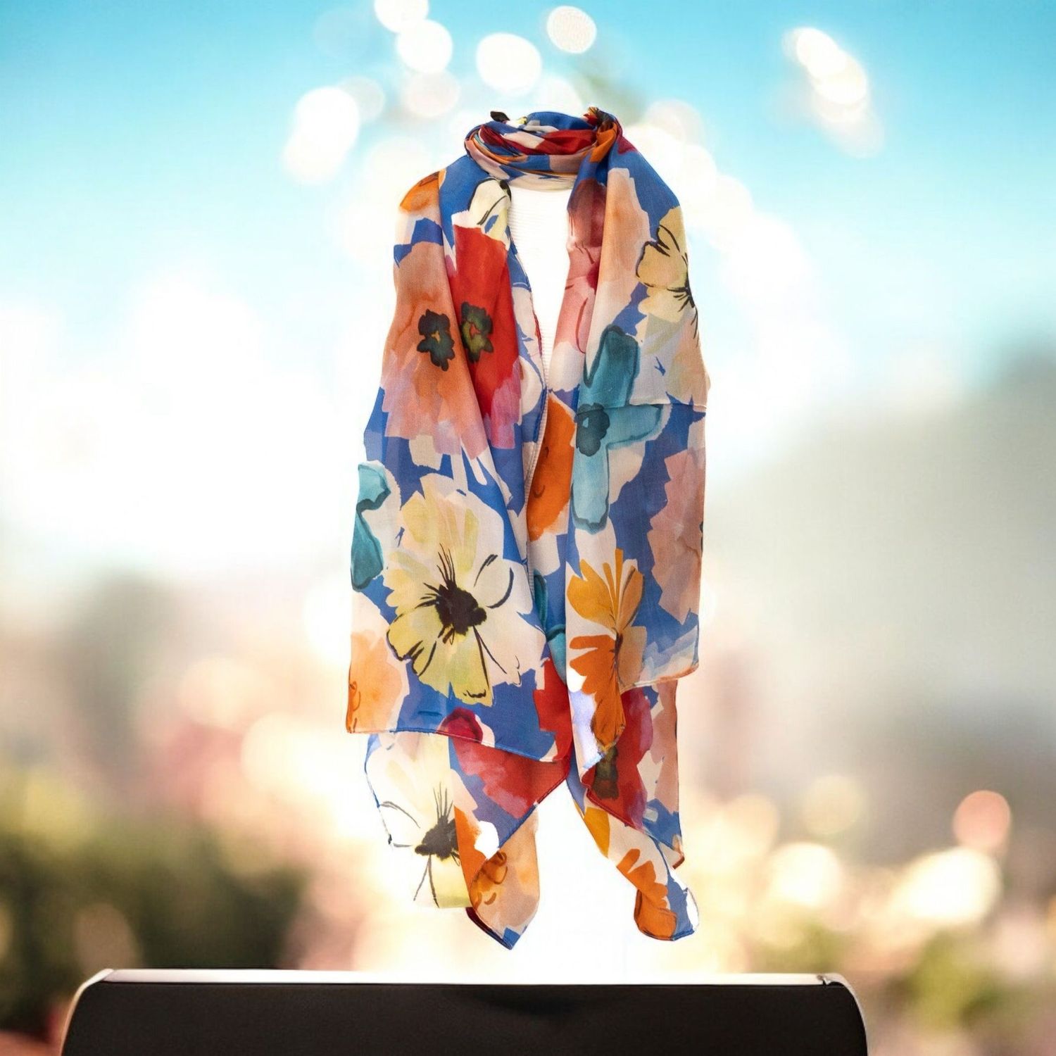 奧特唯 風格花卉絲巾