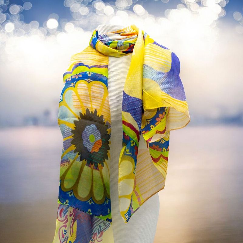 奧特唯 向日葵黄藍絲巾