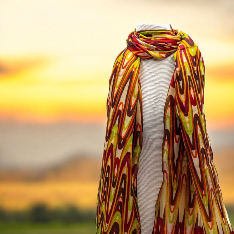 奧特唯 多彩波浪形絲巾