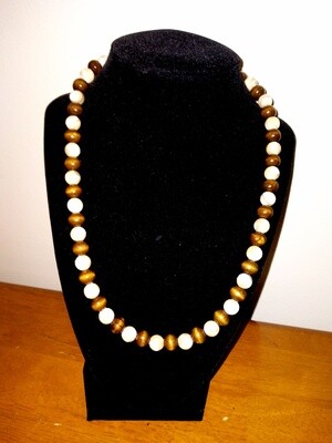 Wood and Pearl Necklace