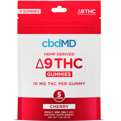 CBDMD Hemp Derived Delta9 THC Gummies - 10 MG THC perGummy- 5 Gummies