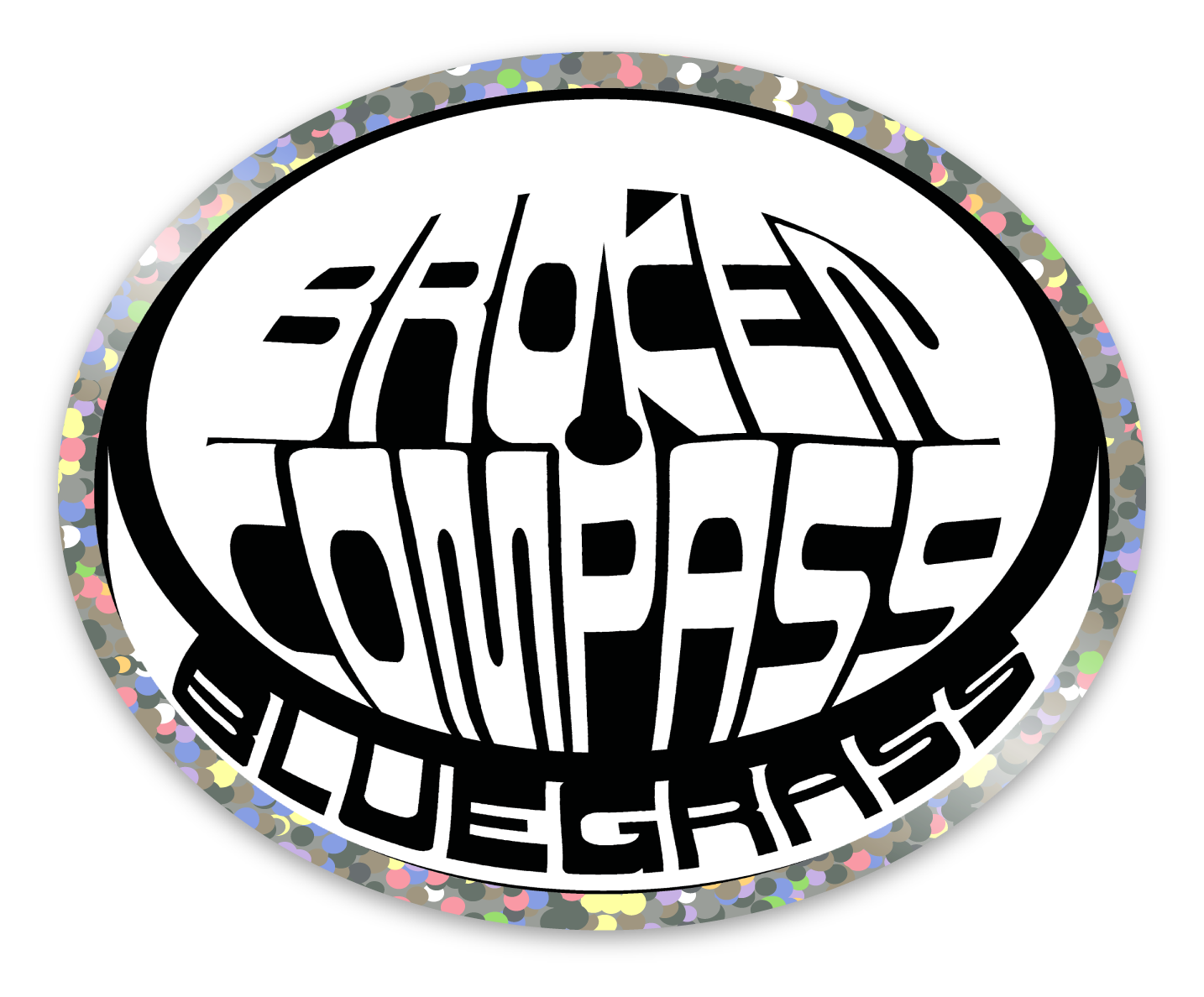 Broken Compass Bluegrass Sparkle / Glitter Logo Sticker