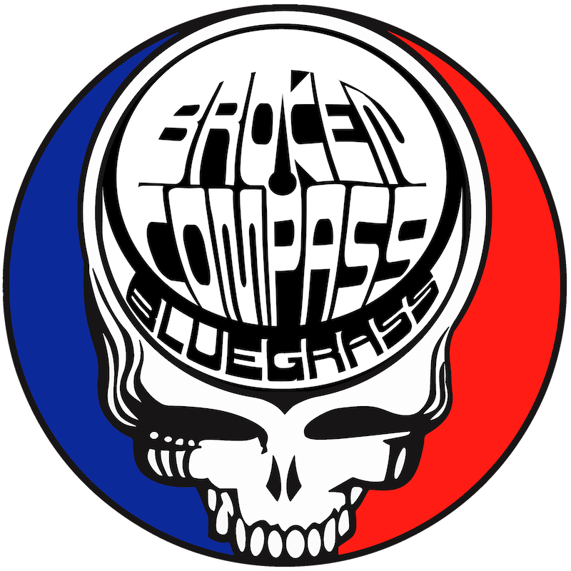 Broken Compass Bluegrass Large 4" Steelie Decal
