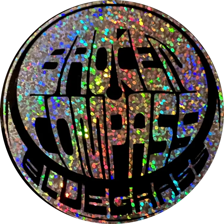 Broken Compass Bluegrass Rainbow Sparkle Logo Decal 3"