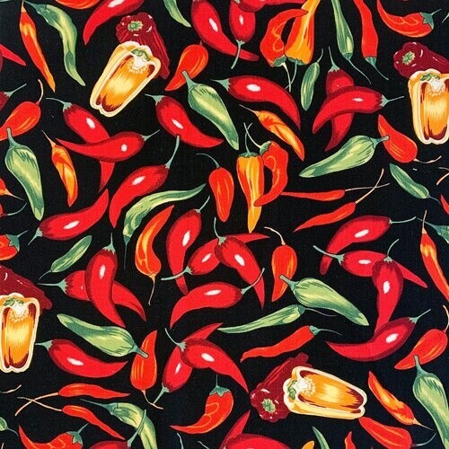 Chilly Pepper Fabric - Black/Red