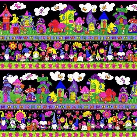 Garden Gnomes - Border Print Black
